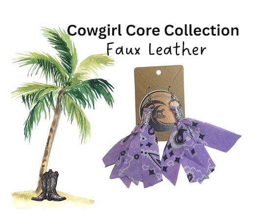 Coastal Cowgirl Western Boho Purple Bandana Earrings, Summer Concerts, Festivals and Vacations, Gifts