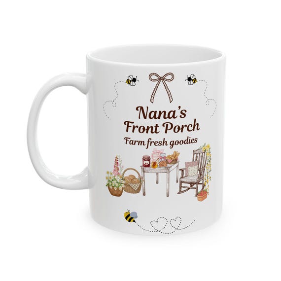 Gardening Chair & Tools Mug | Cute Floral Planter Illustration