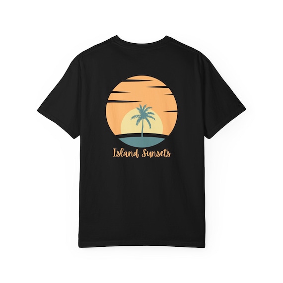 Sunset Island Palm Tree T-shirt | Tropical Beach Graphic, Summer Tee, Comfort Colors, Island Vacation, Gifts