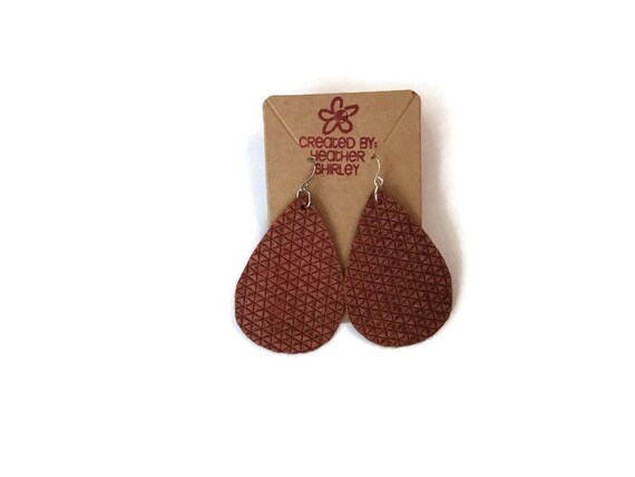 Genuine Saffiano Italian Leather Earrings