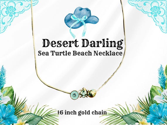Desert Darling Sea Turtle Gold Chain Necklace, 16-inch, Coastal Cowgirl, Beach, Summer