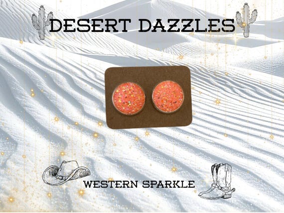 Desert Dazzle Studs, Drusy Earrings, Boho Western Cowgirl, Bridal Festival