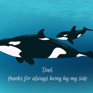 Kaart # C25, Orca Vaderdagkaart, Gelukkige Vaderdag, Kaart voor papa, Schattige Orca Das-kaart, Vaderdagcadeau, Orca Whale Das-kaart, Vaderdag