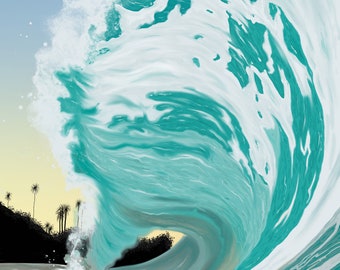 Kunst Grußkarte, Surfkarte, Strandkarte, Surf Geburtstagskarte, Grußkarte für Surfer, Surf Design Dankeskarte, Wave Karte, Karte#C31