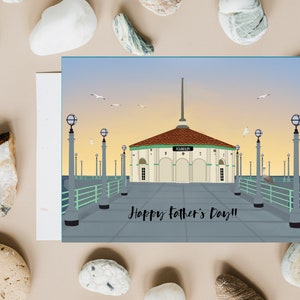 Karte# C28, Manhattan Beach Pier Vatertagskarte, Happy Father es Day, Karte für Papa, Surf Dad Karte, Vatertagsgeschenk, Strand inspirierte Karte