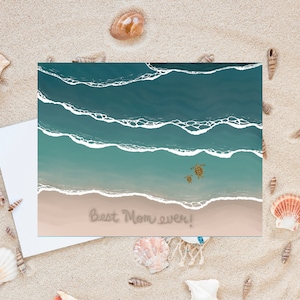 Carte # C24, Sea Turtle Mother’s Day Card, Happy Mother’s Day, Card for Mom, Cute Sea Turtle Mom Card, Mother’s Day Gift, Beach inspired Card