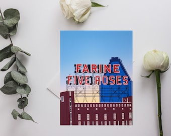 Farine Five Roses Montreal Downtown themed greeting card, Montreal birthday card, Montreal Downtown Note card, thank you card, Card#34