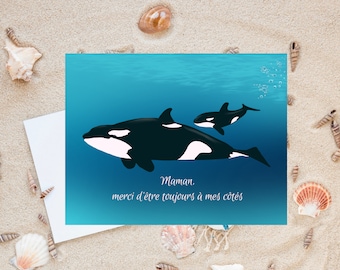 Carte # Cf15, carte de fête des mères Orca, bonne fête des mères, carte pour maman, cadeau de fête des mères, fête des mères