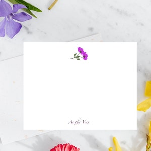 Ensemble de papeterie personnalisé floral, 4 ou 8 cartes de notes plates personnalisées avec enveloppes, Cartes de notes plates personnalisées de papeterie personnalisée, Carte de remerciement