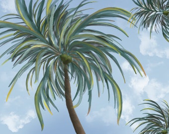 Palm tree painting, Beach Art, Surf Decor, Surf Wall Art, Beach Decor, Surfer Art Print, Surf boards, Seascape, Surf art, Surf