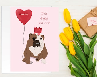 Kaart # C21, hond moeder moederdag kaart, gelukkige moederdag, kaart voor moeder, schattige hond moeder kaart, moederdag cadeau, schattige hond moeder kaart, moeder dag