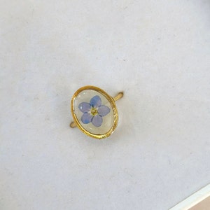 Pressed forget me not flower ring,Real dried flower jewelry, Botanical ring