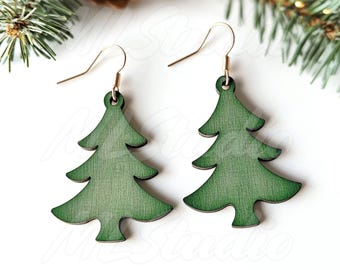 Christmas Tree Earrings SVG, Christmas Tree Earring SVG, Engraving Pattern Svg, Wood Earring Svg, Earrings Glowforge svg, Laser Cut File