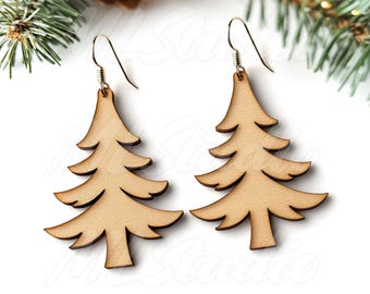 Wood Christmas Tree Earring SVG, Christmas Wood Earring SVG, Engraving Pattern Svg, Wood Earring Svg, Earrings Glowforge svg, Laser Cut File
