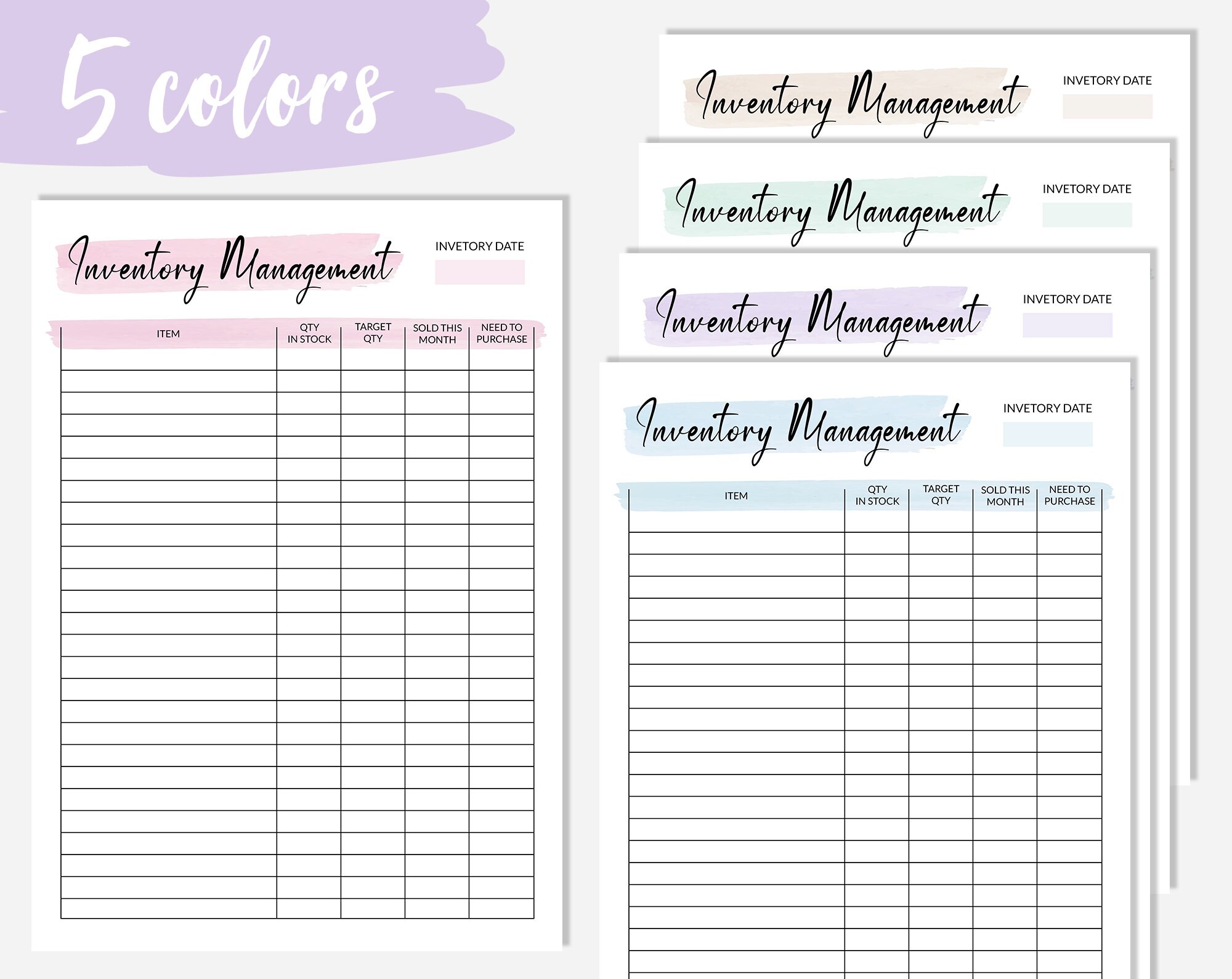 Printable Inventory Management Form Small Business Organizer - Etsy