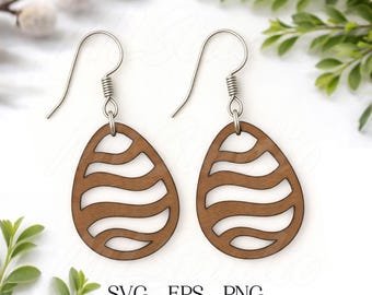 Easter Egg Earring SVG, schattige Pasen houten oorbel Svg, kunstleer oorbellen Svg, oorbellen Glowforge Svg, Pasen sieraden Svg, digitaal bestand
