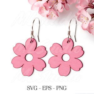 Orecchini a forma di fiore Svg, orecchini in legno con fiori di margherita Svg, file di incisione, orecchini in legno con fiori Svg, orecchini Glowforge svg, file di taglio laser, boho Svg