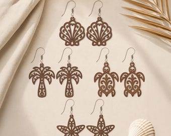 Boho zomer oorbellen SVG-bundel, zomeroorbel Svg, gravure patroon Svg, houten oorbel Svg, oorbellen Glowforge, lasergesneden bestand, Xtool Cnc