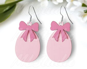 Easter Egg Earring SVG, Bow Earring Svg, Cute Easter Wood Earring Svg, Faux Leather Earrings Svg, Earrings Glowforge Svg, Easter Jewelry Svg