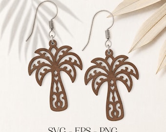 Boho palmboom oorbellen SVG, oorbel Svg, gravure patroon Svg, houten oorbel Svg, oorbellen Glowforge, zomeroorbel Svg, lasergesneden bestand