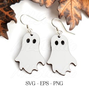 Ghost Halloween Earrings SVG, Halloween Earrings Svg, Ghost Earrings Svg, Engraving Pattern Svg, Wood Earring Svg, Earrings Glowforge svg