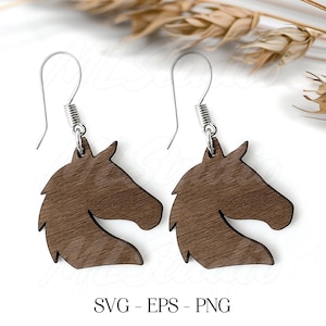 Horse Earring SVG File, Horse Head Earring SVG, Engraving Pattern Svg, Wood Earring Svg, Earrings Glowforge svg, Laser Cut File
