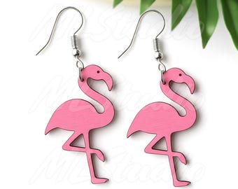 Flamingo Earring SVG, Cute Flamingo Earring Svg, Engraving Pattern Svg, Wood Earring Svg, Bird Svg, Earrings Glowforge svg, Laser Cut Files