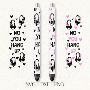 May include: Two white pens with black and pink ghost designs. The text on the pens reads "No You Hang Up".