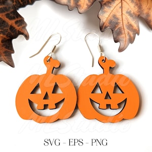 Spooky Pumpkin Earring SVG, Smiling Pumpkin Earring SVG, Engraving Pattern Svg, Halloween Earring Svg, Laser Earring Glowforge, Cute Pumpkin