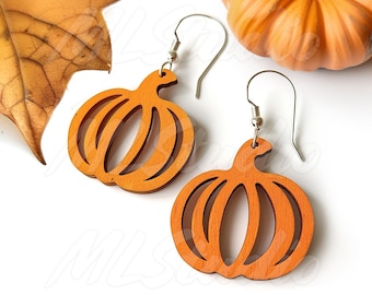 Pumpkin Earrings SVG, Cute Fall Earring SVG, Engraving Pattern Svg, Fall Wood Earring Svg, Earrings Glowforge, Laser Cut File, Pumpkin Svg