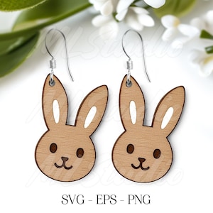 Cute Easter Bunny Earring SVG, Earring Svg, Engraving Pattern Svg, Wood Earring, Earrings Glowforge svg, Easter Jewelry Svg, Laser Cut File