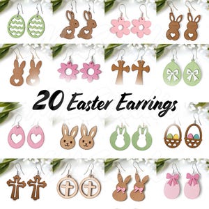 Lot de boucles d'oreilles de Pâques SVG, boucle d'oreille lapin Svg, motif de gravure Svg, ornements de Pâques Svg, boucles d'oreilles Glowforge svg, bijoux de Pâques, numérique
