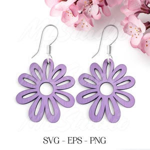 Cute Flower Earring Svg, Daisy Flower Wood Earring Svg, Engraving File, Wood Flower Earring Svg, Earrings Glowforge svg, Laser Cut, Boho Svg