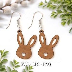 Easter Bunny Earring SVG, Bunny Head Earring Svg, Engraving Pattern Svg, Wood Earring, Earrings Glowforge svg, Easter Jewelry Svg, Laser Cut