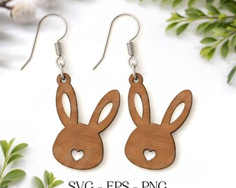 Easter Bunny Earring SVG, Bunny Head Earring Svg, gravure patroon Svg, houten oorbel, oorbellen Glowforge svg, Easter Jewelry Svg, lasergesneden