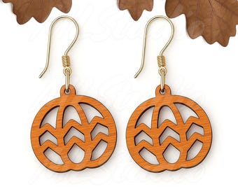 Herbst Kürbis Ohrring svg, Gravurmuster Kürbis svg, Herbst Holz Ohrringe svg, Glowforge Ohrring svg, Laser Cut Datei, Halloween Schmuck