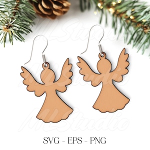 Christmas Angel Earrings SVG, Christmas Earring SVG, Engraving Pattern Svg, Wood Earring Svg, Earrings Glowforge svg, Laser Cut File, Angel