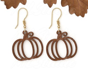 Boucle d'oreille citrouille SVG, SVG boucle d'oreille automne, citrouille mignon bijoux SVG, SVG boucle d'oreille automne bois, boucles d'oreilles Glowforge SVG, fichier découpé au laser, Halloween