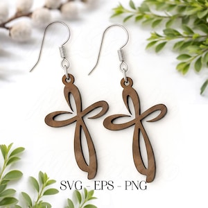 Cross Earrings SVG, Easter Wooden Earring SVG, Faux Leather Earrings Cut File, Glowforge SVG, Religious Cross Laser Design, Easter Svg