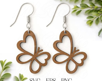 Schattige vlinder oorbellen SVG, oorbel Svg, gravure patroon Svg, houten oorbel Svg, oorbellen Glowforge svg, vlindervleugels Svg, lasergesneden