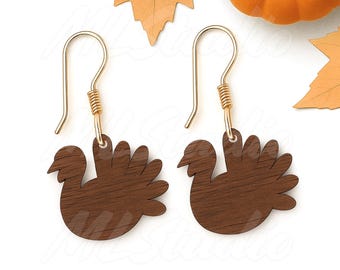Thanksgiving Turkey Earring SVG, Fall Earrings Svg, Cute Turkey Jewelry Svg, Autumn Svg, Glowforge Svg, Cricut Laser Cut File, Wood Earrings