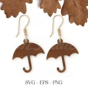 Umbrella Earrings SVG, Fall Earring Svg, Cute Autumn Jewelry Svg, Fall Earrings Svg, Wood Earring Svg, Glowforge Earrings, Laser Cut File