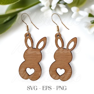 Osterhasen-Ohrring SVG, Ohrring-Svg, Gravurmuster-Svg, Holzohrring-Svg, Ohrringe Glowforge svg, Osterschmuck-Svg, Laser Cut-Datei