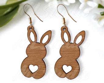 Easter Bunny Earring SVG, Earring Svg, Engraving Pattern Svg, Wood Earring Svg, Earrings Glowforge svg, Easter Jewelry Svg, Laser Cut File