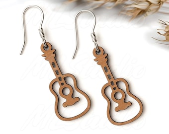 Wood Guitar Earring SVG, Guitar Earring Svg, Wood Earring Svg, Music Earring, Engraving Pattern Svg, Western Laser Cut Earring, Glowforge