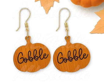 Gobble Earrings SVG, Thanksgiving Earrings Svg, Pumpkin Earrings SVG, Fall Earrings Glowforge Svg, Cricut Laser Cut File, Autumn Jewelry