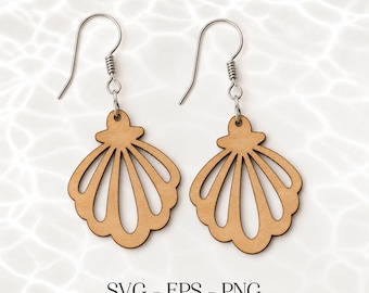 Elegante zeeschelpoorbel SVG, schelpoorbellen SVG, oorbel Svg, gravure patroon Svg, houten oorbel Svg, oorbellen Glowforge, lasergesneden bestand