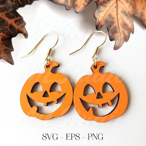 Cute Pumpkin Earring SVG, Cute Fall Earring SVG, Engraving Pattern Svg, Halloween Earring Svg, Laser Earrings Glowforge, Spooky Pumpkin Svg