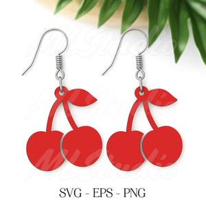 Cherry Earring SVG, Fruit Earrings SVG, Summer Earring Svg, Engraving Pattern Svg, Wood Earring Svg, Earrings Glowforge svg, Laser Cut File