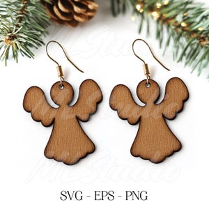 Cute Angels Earring SVG, Christmas Earring SVG, Engraving Pattern Svg, Wood Earring Svg, Earrings Glowforge svg, Laser Cut File, Angel